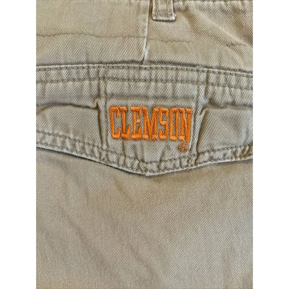 Clemson Tigers Cargo Shorts Youth Boys Size 12 / 14‎ Football Khaki Embroidered